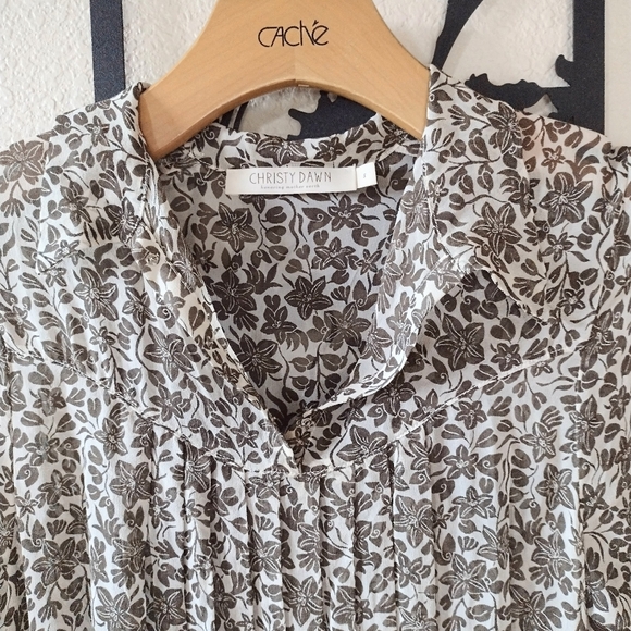 Christy Dawn Winslet Dress Jasmine Rye Brown Cream Floral Print 100% Silk Size S - Picture 3 of 15
